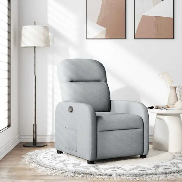 Gossi fotoliu rabatabil, gri deschis, material textil