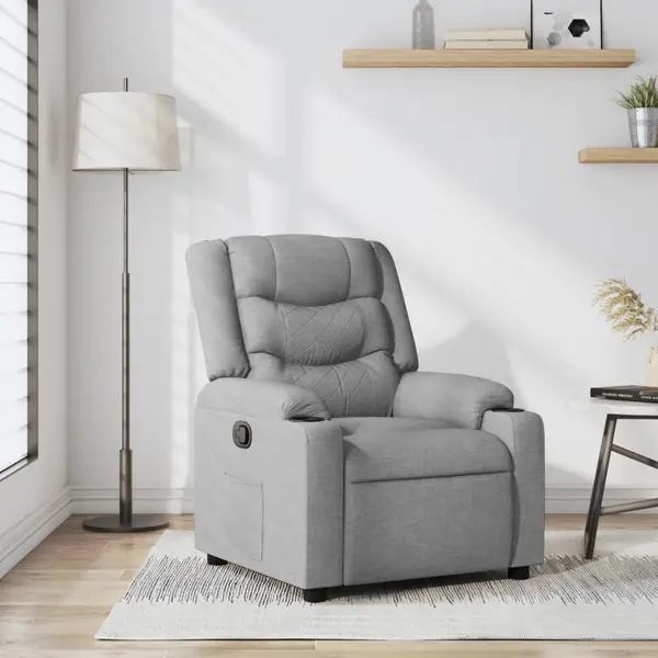 Gossi fotoliu rabatabil, gri deschis, material textil