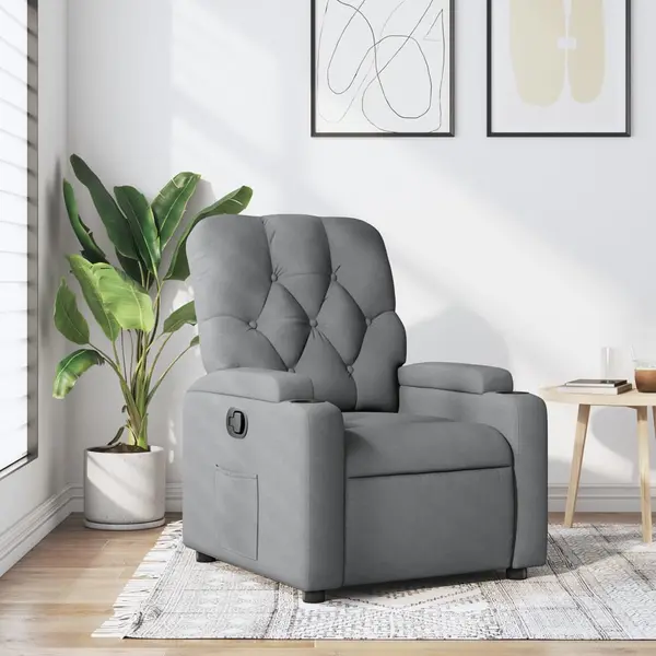 Gossi fotoliu rabatabil, gri deschis, material textil
