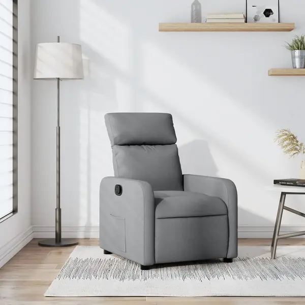 Gossi fotoliu rabatabil, gri deschis, material textil