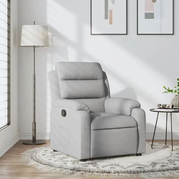 Gossi fotoliu rabatabil, gri deschis, material textil