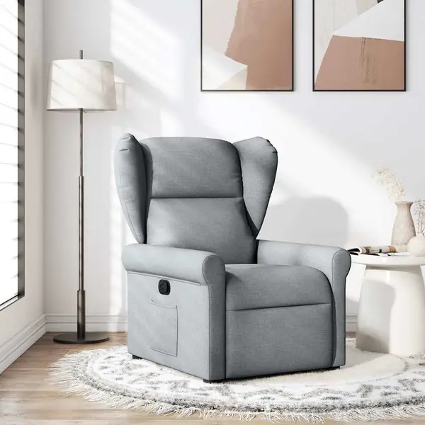 Gossi fotoliu rabatabil, gri deschis, material textil
