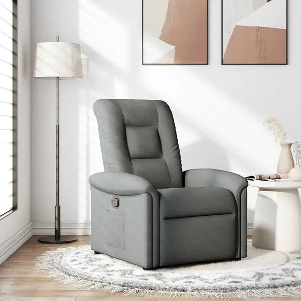 Gossi fotoliu rabatabil, gri inchis, material textil