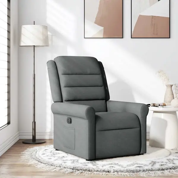 Gossi fotoliu rabatabil, gri inchis, material textil