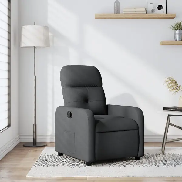 Gossi fotoliu rabatabil, gri inchis, material textil