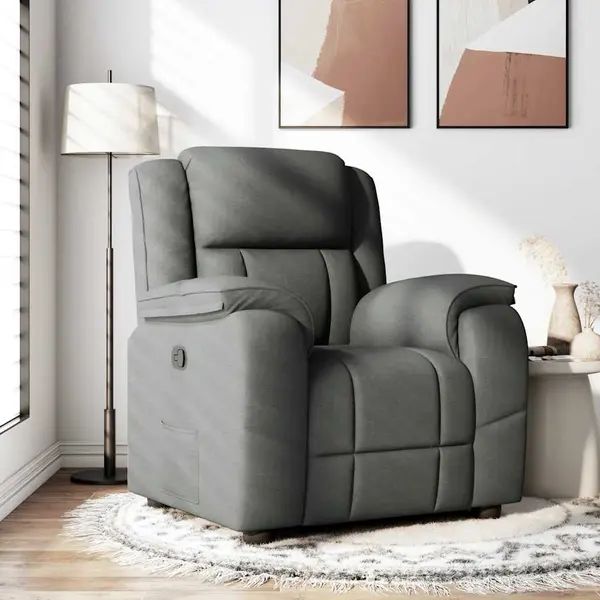 Gossi fotoliu rabatabil, gri inchis, material textil