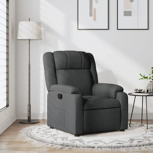 Gossi fotoliu rabatabil, gri inchis, material textil