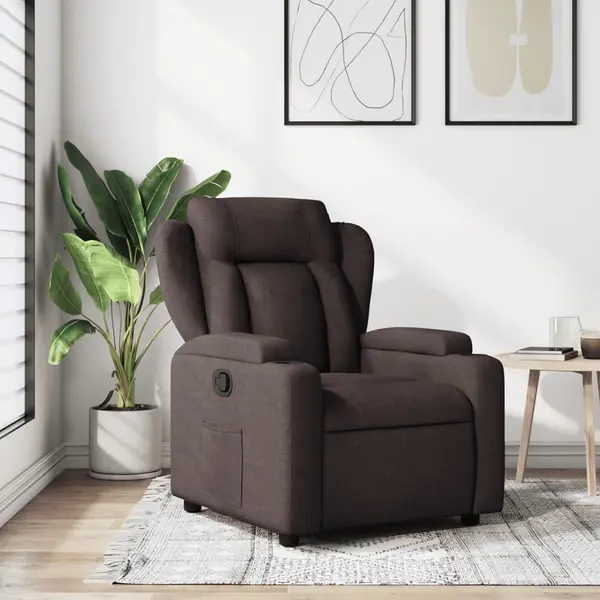Gossi fotoliu rabatabil, maro inchis, material textil