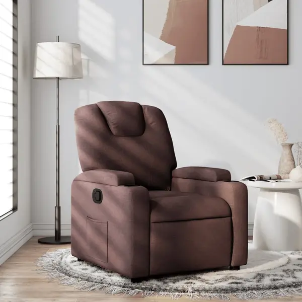 Gossi fotoliu rabatabil, maro inchis, material textil