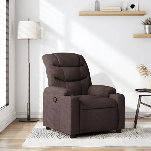 Gossi fotoliu rabatabil, maro inchis, material textil