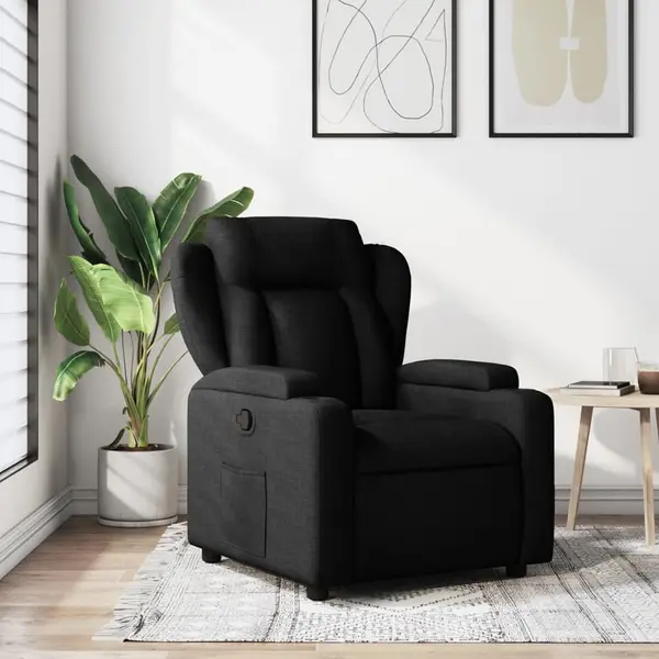 Gossi fotoliu rabatabil, negru, material textil