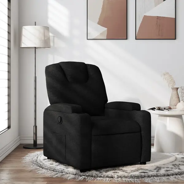Gossi fotoliu rabatabil, negru, material textil