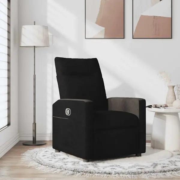 Gossi fotoliu rabatabil, negru, material textil