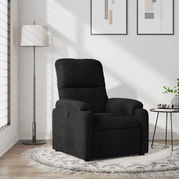 Gossi fotoliu rabatabil, negru, microfibra