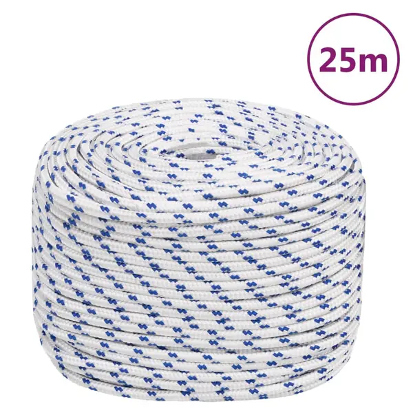 Gossi franghie de barca, alb, 8 mm, 25 m, polipropilena
