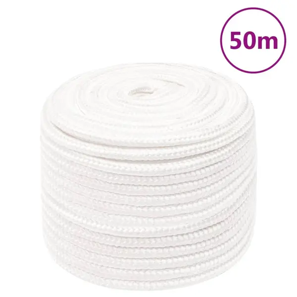 Gossi franghie de barca, alb complet, 12 mm, 50 m, polipropilena