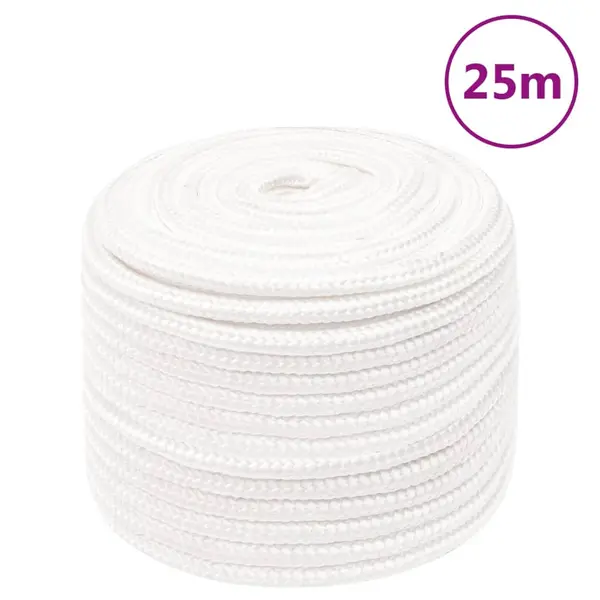 Gossi franghie de barca, alb complet, 14 mm, 25 m, polipropilena