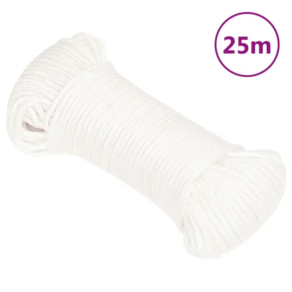 Gossi franghie de barca, alb complet, 3 mm, 25 m, polipropilena