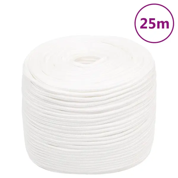 Gossi franghie de barca, alb complet, 6 mm, 25 m, polipropilena