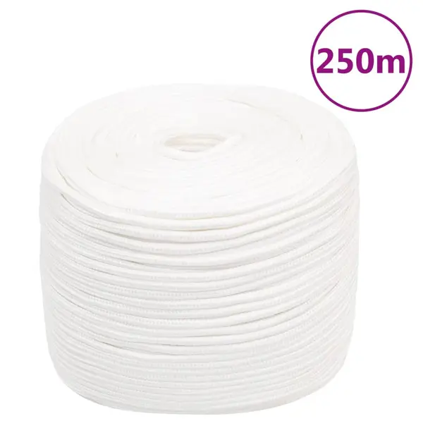 Gossi franghie de barca, alb complet, 8 mm, 250 m, polipropilena