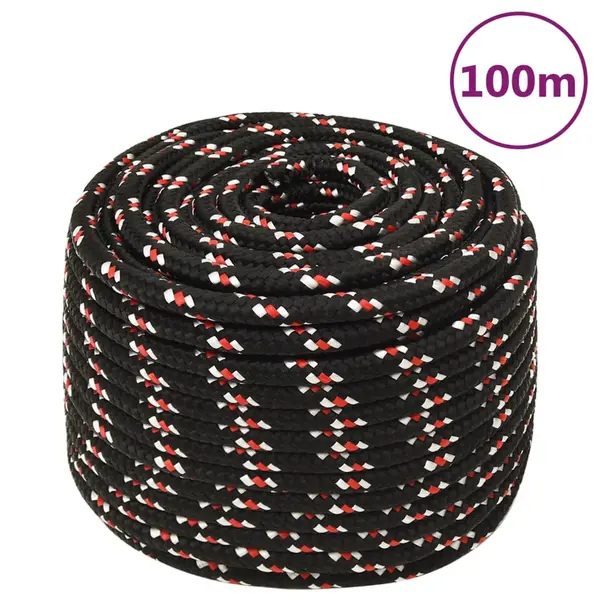 Gossi franghie de barca, negru, 14 mm, 100 m, polipropilena