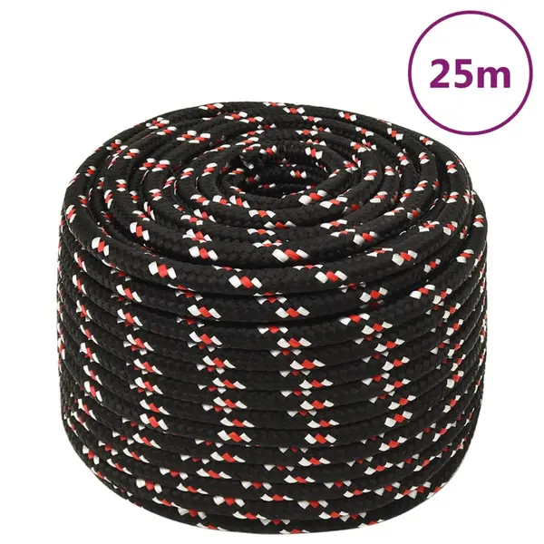 Gossi franghie de barca, negru, 14 mm, 25 m, polipropilena