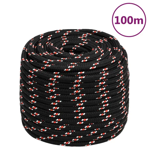 Gossi franghie de barca, negru, 16 mm, 100 m, polipropilena