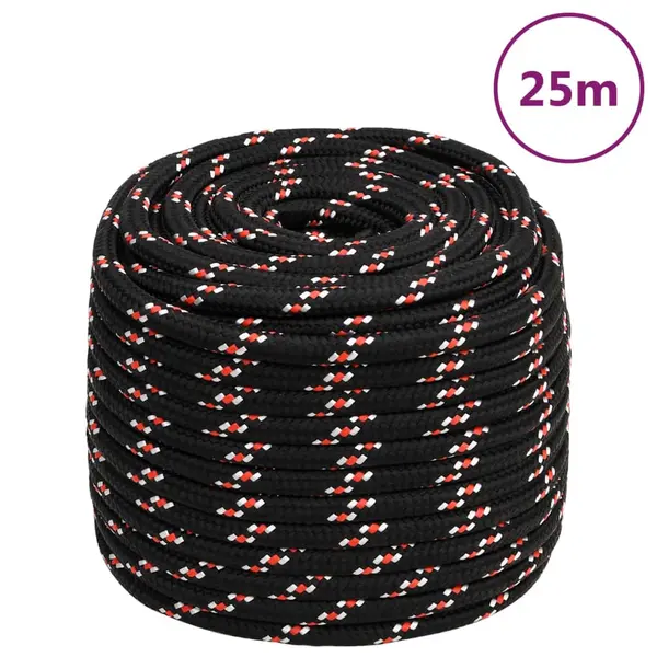 Gossi franghie de barca, negru, 16 mm, 25 m, polipropilena