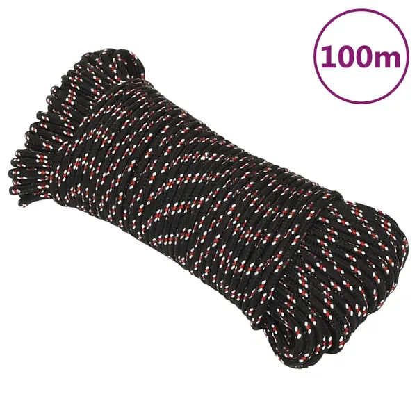 Gossi franghie de barca, negru, 4 mm, 100 m, polipropilena