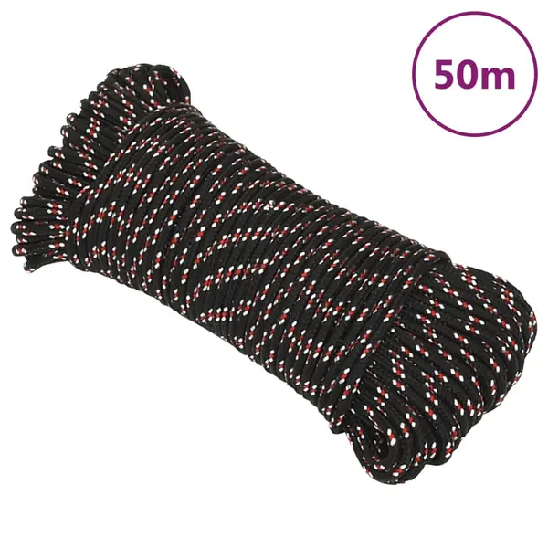 Gossi franghie de barca, negru, 5 mm, 50 m, polipropilena