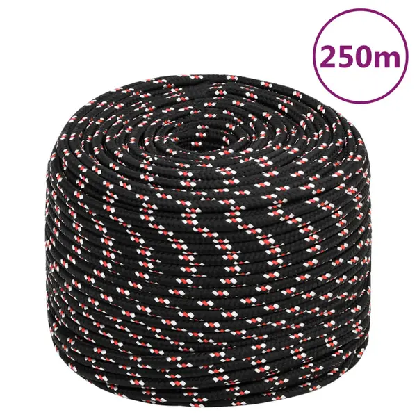 Gossi franghie de barca, negru, 6 mm, 250 m, polipropilena
