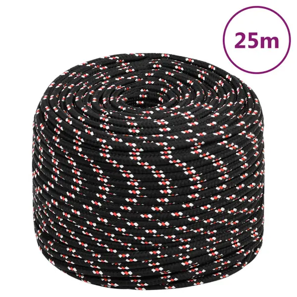 Gossi franghie de barca, negru, 8 mm, 25 m, polipropilena