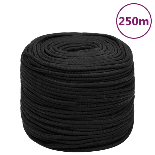Gossi franghie de barca, negru complet, 10 mm, 250 m, polipropilena