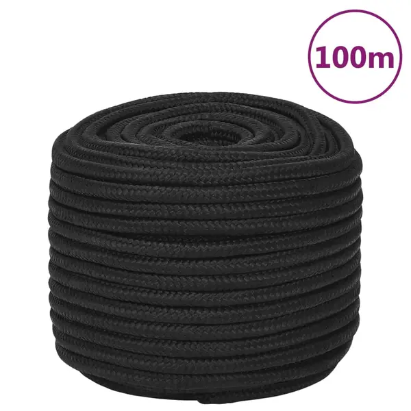 Gossi franghie de barca, negru complet, 14 mm, 100 m, polipropilena