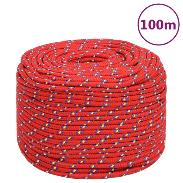 Gossi franghie de barca, rosu, 10 mm, 100 m, polipropilena