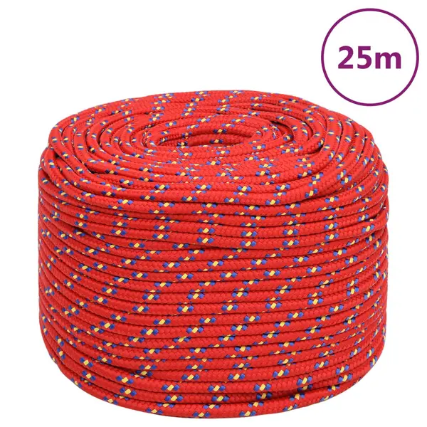 Gossi franghie de barca, rosu, 10 mm, 25 m, polipropilena