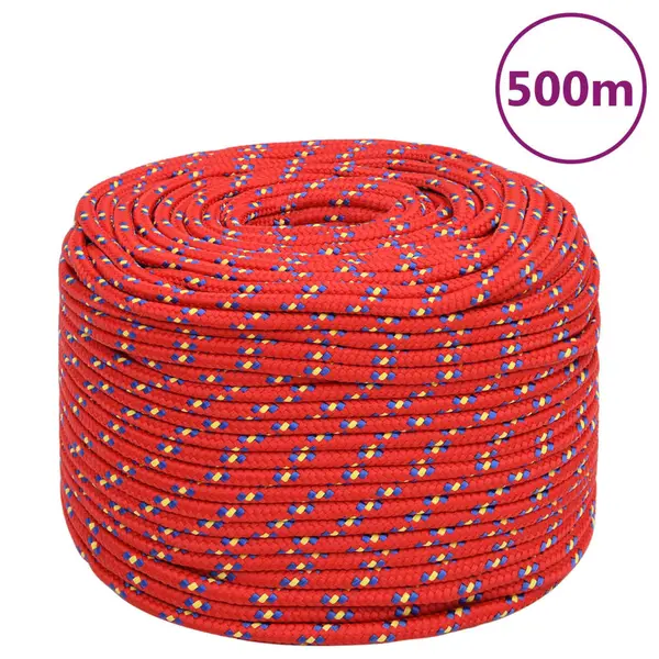 Gossi franghie de barca, rosu, 10 mm, 500 m, polipropilena