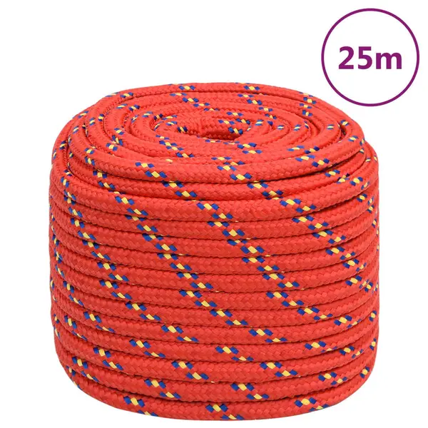 Gossi franghie de barca, rosu, 16 mm, 25 m, polipropilena