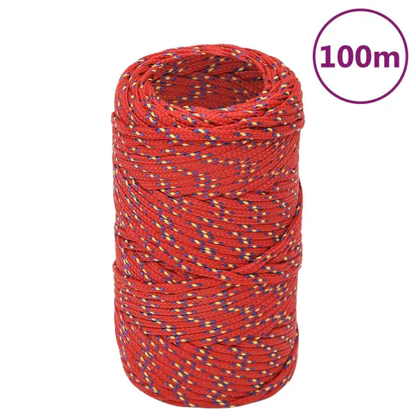 Gossi franghie de barca, rosu, 2 mm, 100 m, polipropilena