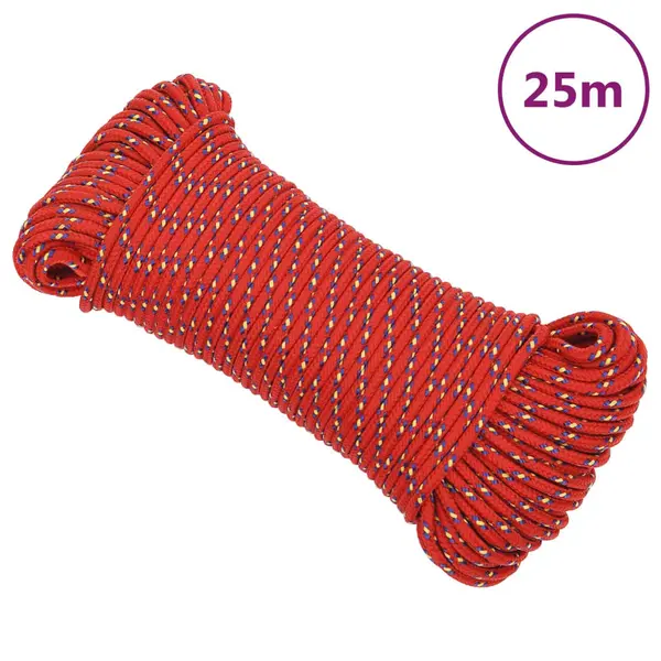 Gossi franghie de barca, rosu, 3 mm, 25 m, polipropilena