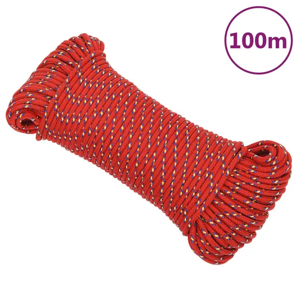 Gossi franghie de barca, rosu, 5 mm, 100 m, polipropilena