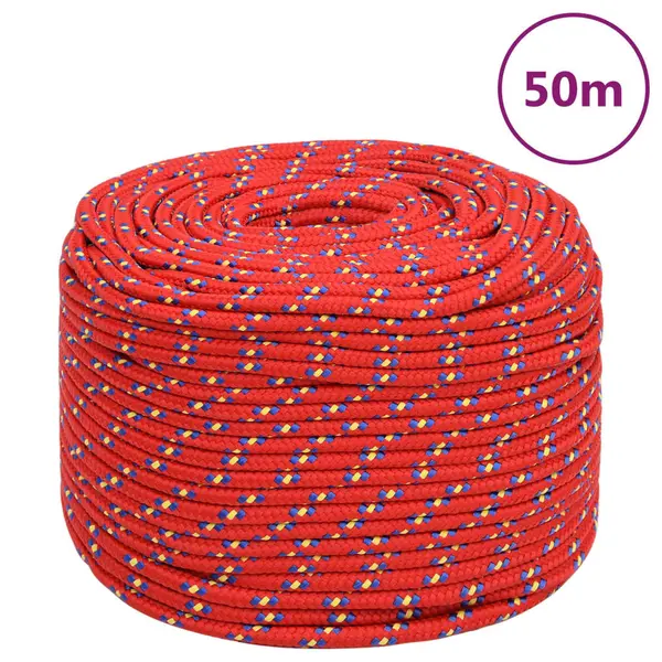 Gossi franghie de barca, rosu, 6 mm, 50 m, polipropilena