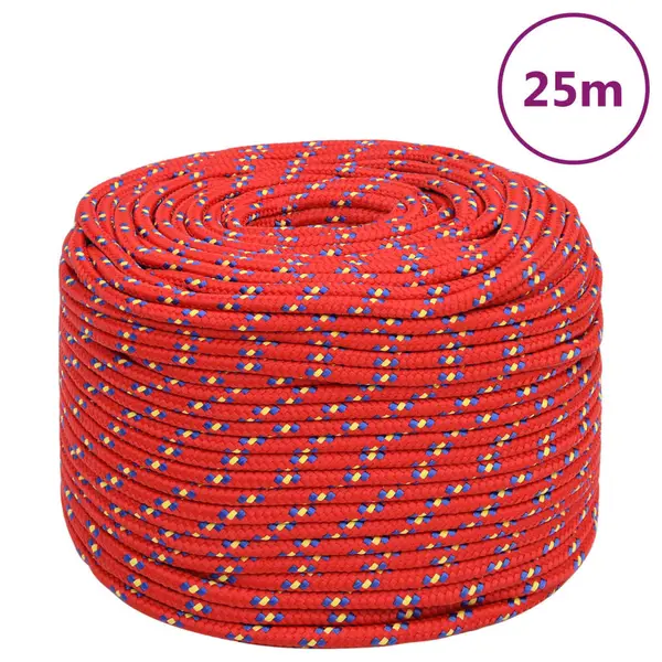 Gossi franghie de barca, rosu, 8 mm, 25 m, polipropilena