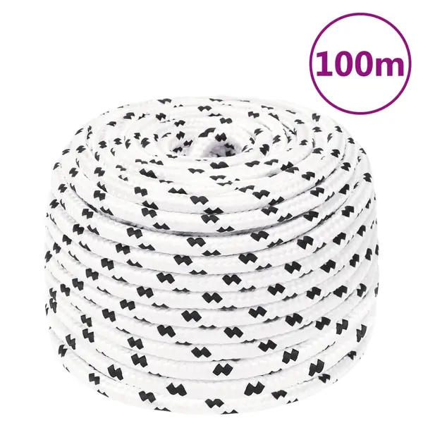 Gossi franghie de lucru, alb, 10 mm, 100 m, poliester