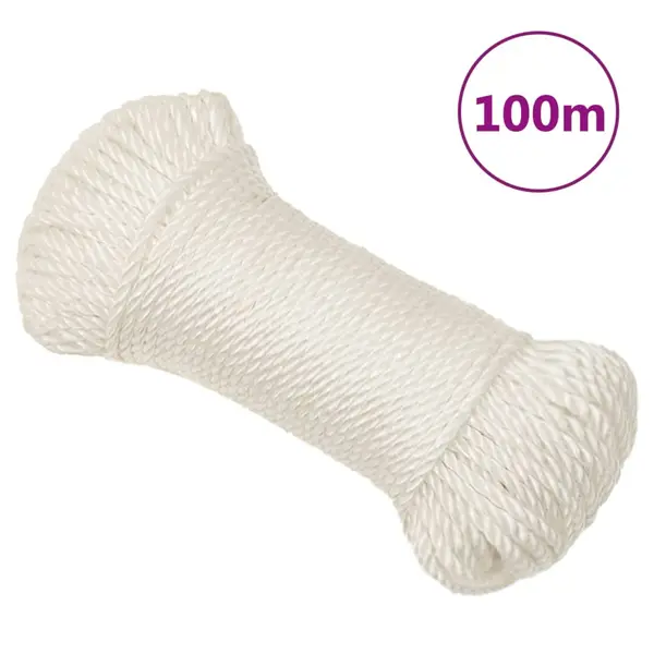 Gossi franghie de lucru, alb, 6 mm, 100 m, polipropilena