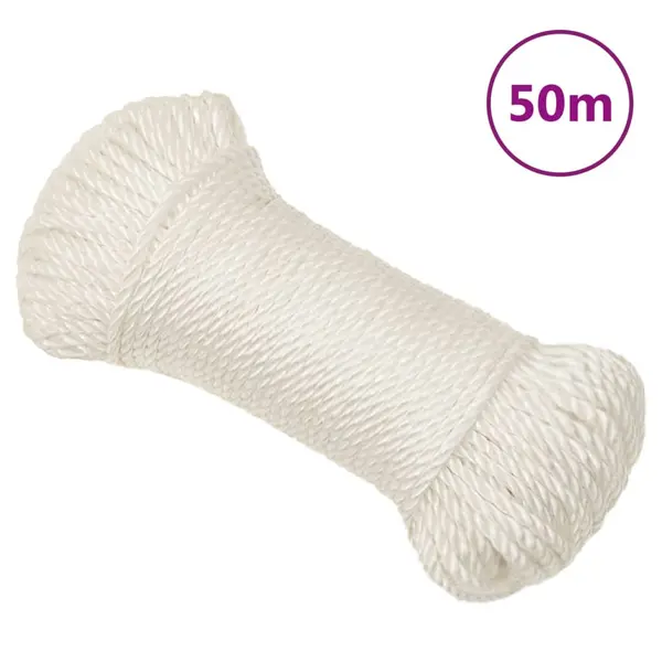 Gossi franghie de lucru, alb, 8 mm, 50 m, polipropilena