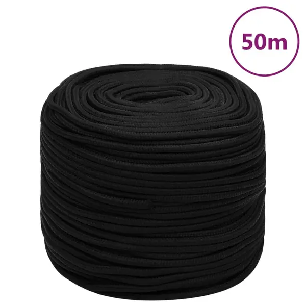 Gossi franghie de lucru, negru, 10 mm, 50 m, poliester