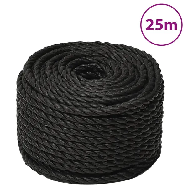 Gossi franghie de lucru, negru, 12 mm, 25 m, polipropilena
