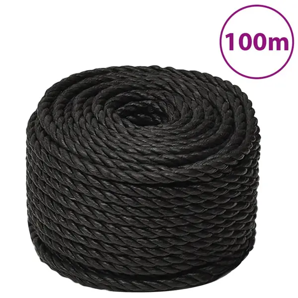 Gossi franghie de lucru, negru, 14 mm, 100 m, polipropilena