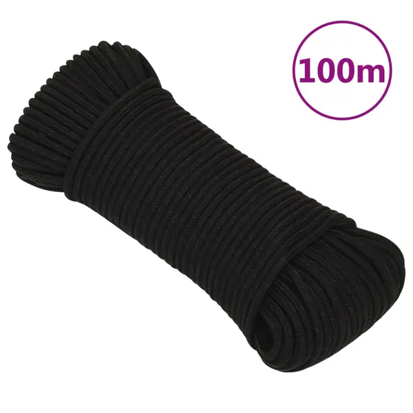Gossi franghie de lucru, negru, 4 mm, 100 m, poliester